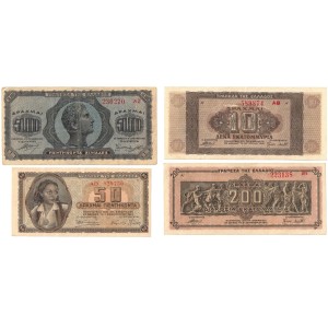 4 Greek WW2 Banknotes 1941...
