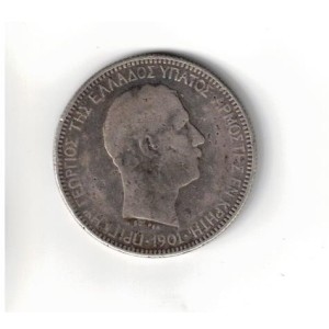 Cretan state 1901 drachmai 5