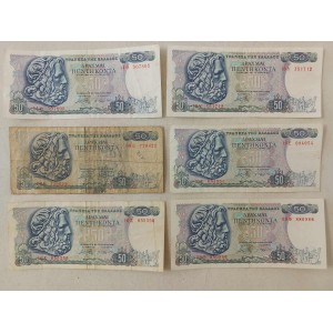 6 banknotes 50 drachmas 1978