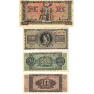 4 Banknotes  Greece WW2...