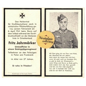 WW2 German Death card...